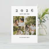 Modern Happy New Year Photo Collage Card | Elegant シーズンカード (スタンド正面)
