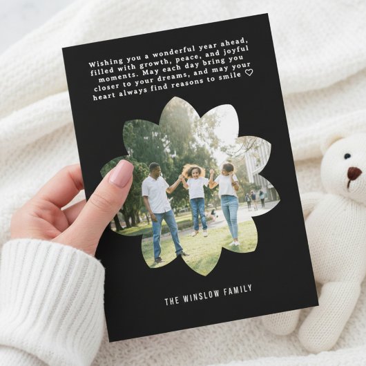 Modern Happy New Year Photo Collage Card | Elegant シーズンカード