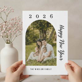 Modern Happy New Year Photo Collage Card | Elegant シーズンカード