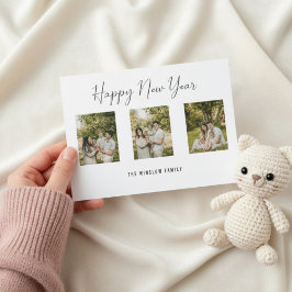 Modern Happy New Year Photo Collage Card | Elegant シーズンカード