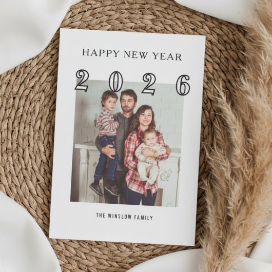Modern Happy New Year Photo Collage Card | Elegant シーズンカード
