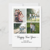 Modern Happy New Year Photo Collage Card | Elegant シーズンカード (正面)