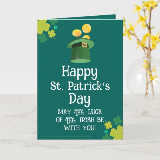 Modern Happy St. Patrick's Day - Irish Blessing カード (黄色い花)