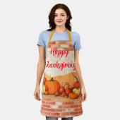 Modern Happy Thanksgiving Beautiful Fall エプロン (着用した状態)