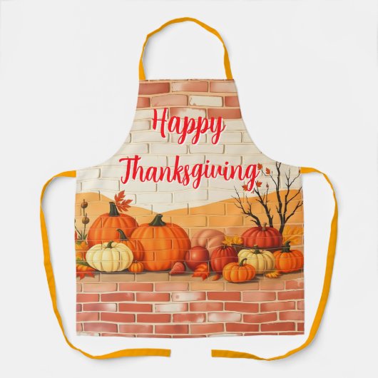 Modern Happy Thanksgiving Beautiful Fall エプロン (正面)