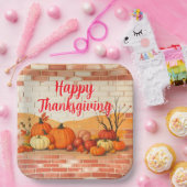 Modern Happy Thanksgiving Beautiful Fall ペーパープレート (パーティー)