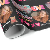 Modern Happy Valentines Day one heart Photo Name ラッピングペーパー (ロールコーナー)