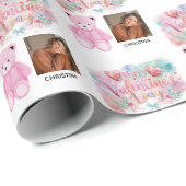 Modern Happy Valentines Day with One square Photo ラッピングペーパー (ロールコーナー)