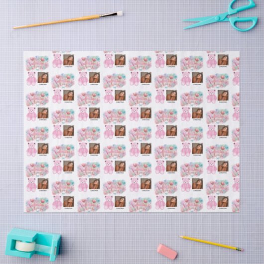 Modern Happy Valentines Day with One square Photo 薄葉紙 (クラフト)