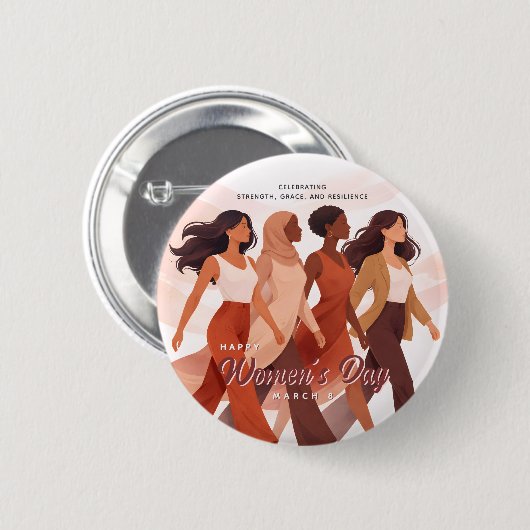 Modern Happy Women's Day Celebration March 8 缶バッジ (正面&裏面)