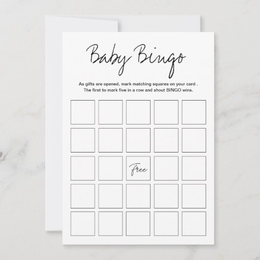 Modern Harlow Baby Shower Bingo Printable Game 招待状 (正面)