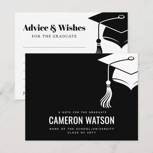 Modern Hat and Tassel Graduation Advice & Wishes ノートカード (正面/裏面)