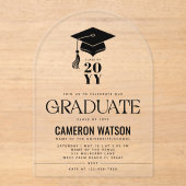 Modern Hat and Tassel Graduation Party アクリル招待状 (正面)