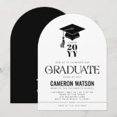 Modern Hat and Tassel Graduation Party 招待状 (正面/裏面)