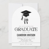 Modern Hat and Tassel Graduation Party 招待状 (正面)