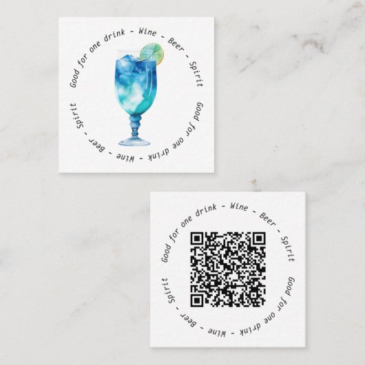 Modern Hawaiian QR Corporate Event Drink Voucher スクエア名刺 (正面/裏面)