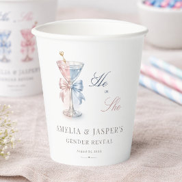 Modern He Or She Pink Tini One Gender Reveal Party 紙コップ