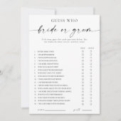 Modern He Said She Said Bride or Groom Game 招待状 (正面)