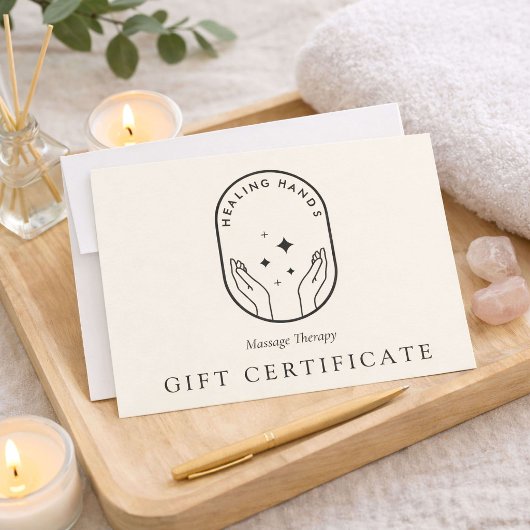 Modern Healing Hands Logo Ivory Gift Certificate ノートカード