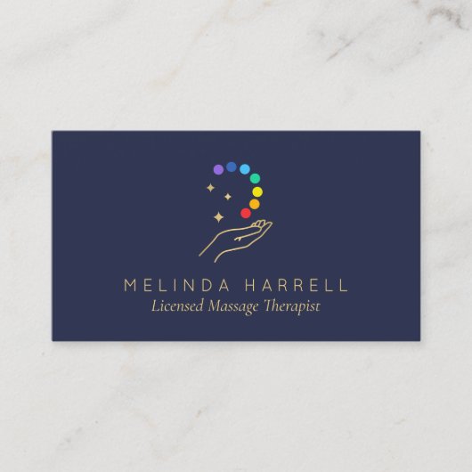 Modern Healing Hands Massage Therapist Dark Blue 名刺 (正面)