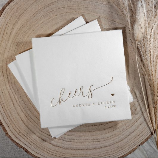 Modern Heart Cheers Wedding 箔ナプキン