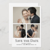 Modern Heart  Photo Collage grid wedding サンキューカード (正面/裏面)