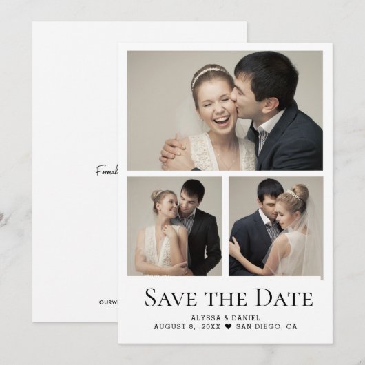 Modern Heart  Photo Collage grid wedding サンキューカード (正面/裏面)