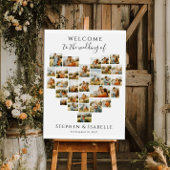 Modern Heart Photo Collage Wedding Welcome ポスター