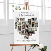 Modern Heart Photo Collage Wedding Welcome ポスター