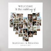 Modern Heart Photo Collage Wedding Welcome ポスター (正面)