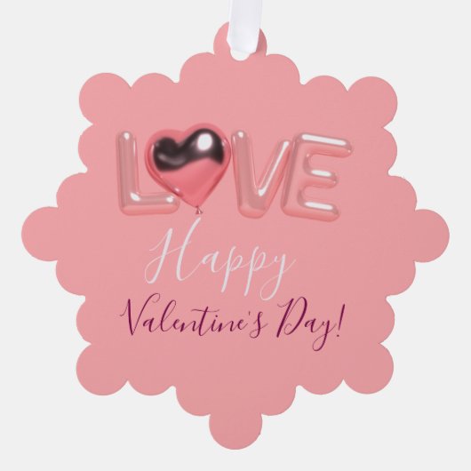  MODERN  HEART PINK VALENTINES DAY   オーナメントカード (正面)