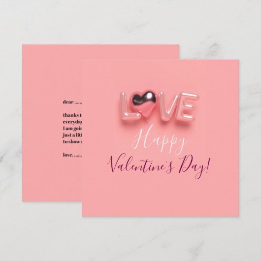  MODERN  HEART PINK VALENTINES DAY   シーズンカード (正面/裏面)