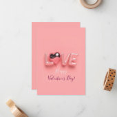  MODERN  HEART PINK VALENTINES DAY   ノートカード (正面/裏面インサイチュ)