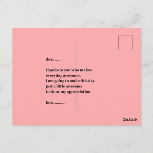 MODERN HEART PINK VALENTINES DAY ポストカード (裏面)