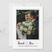 Modern Heart Script Photo Wedding Thank You Card サンキューカード (正面)
