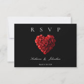 Modern Heart Shaped Red Roses-RSVP-Wedding- 出欠カード (正面)