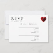 Modern Heart Shaped Red Roses-RSVP-Wedding- 出欠カード (裏面)