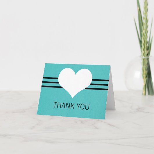 Modern Heart Thank You Card, Aqua サンキューカード (正面)