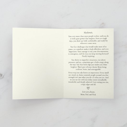 Modern Heartfelt Encouragement Strength Definition カード (内部)