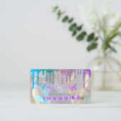 Modern Hearts Rainbow Glitter Drips Opal Stone ロイヤリティカード (スタンド正面)