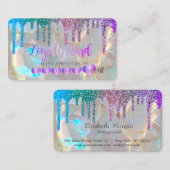 Modern Hearts Rainbow Glitter Drips Opal Stone ロイヤリティカード (正面/裏面)