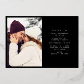 Modern Hearts Save The Date Photo Wedding Website 箔招待状 (裏面)