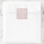 Modern hearts thank you script order dusty pink スクエアシール (バッグ)
