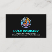 Modern Heating & Cooling AC Logo | Black Blue HVAC 名刺 (正面)