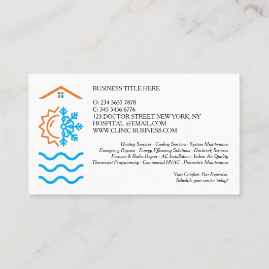 Modern Heating Cooling Experts HVAC 名刺 (裏面)