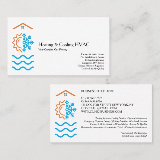 Modern Heating Cooling Experts HVAC 名刺 (正面/裏面)