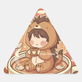 Modern Hedgehog Coffee Triangle Tech Decal 三角形シール