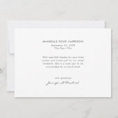 Modern Hello Baby Photo Birth Announcement 案内状 (裏面)