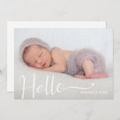 Modern Hello Baby Photo Birth Announcement 案内状 (正面/裏面)