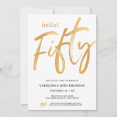Modern Hello Fifty Fiftieth Birthday Invitation 招待状 (正面)